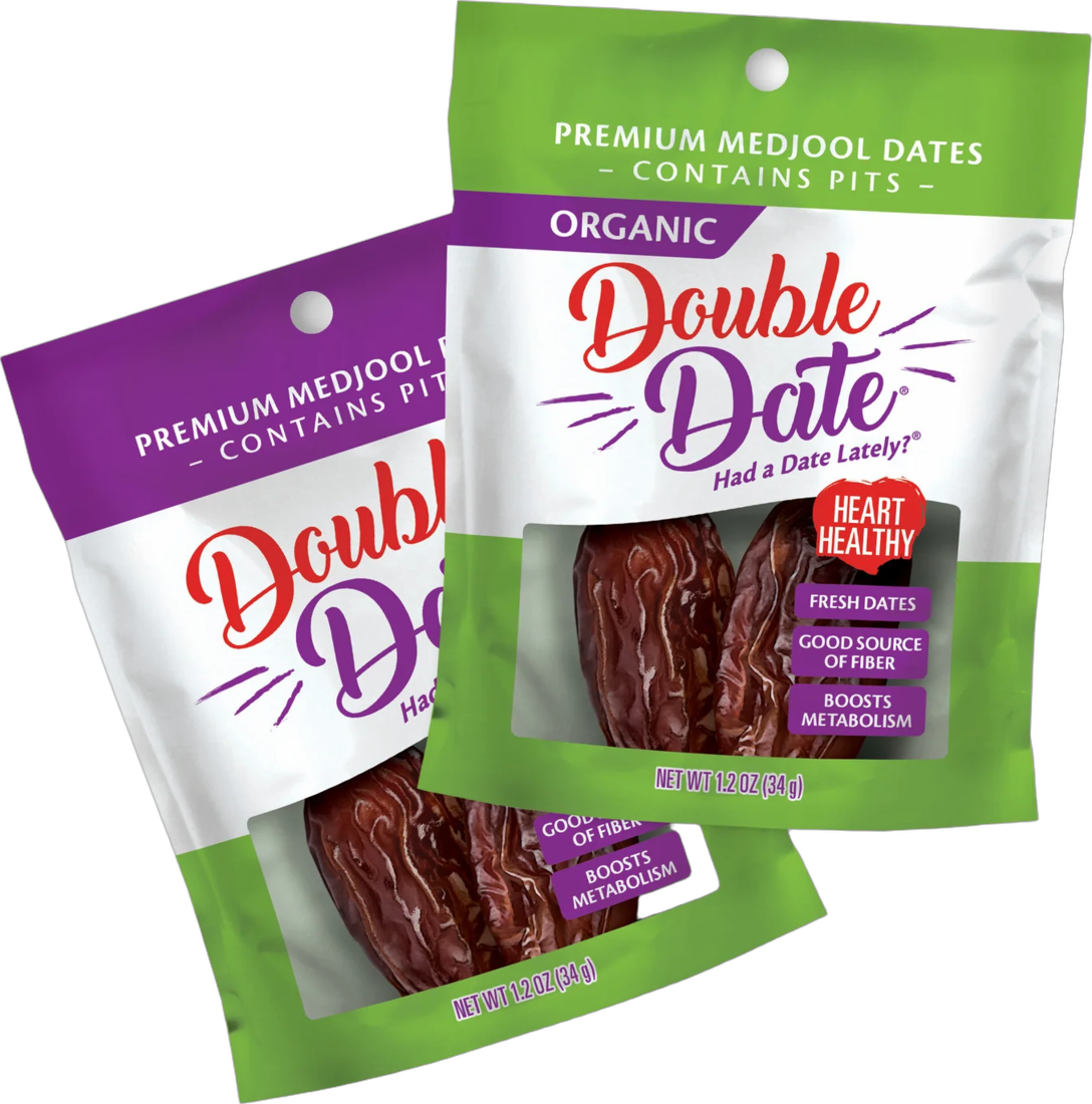 Double Date Medjool Dates snack 2-packs, conventional and organic